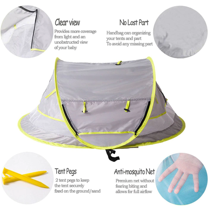 Cheap Goat Tents Baby Kid Beach Tent Folding Sun Protection Portable Travel Tent Infant Sun Shelters Mosquito Net Outdoor Camping Sunshade Beach Tents 